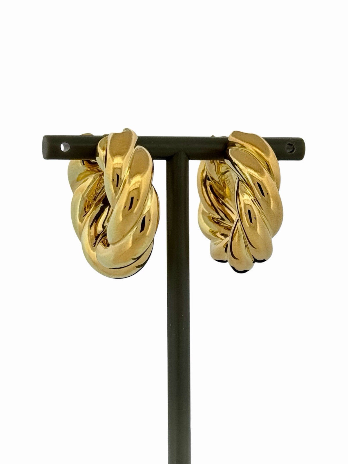 David Yurman Sculpted Cable Hoop Earrings 18K Yellow Gold 24mm