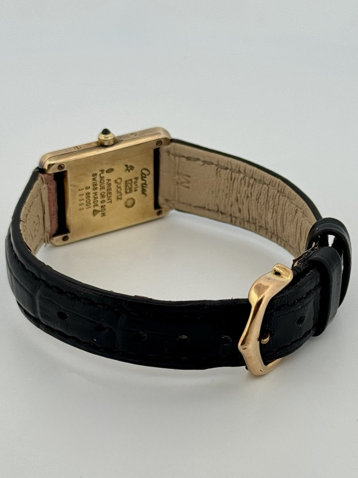Vintage Must de Cartier Tank Vermeil Quartz 388001 Champagne Roman Dial SM Watch