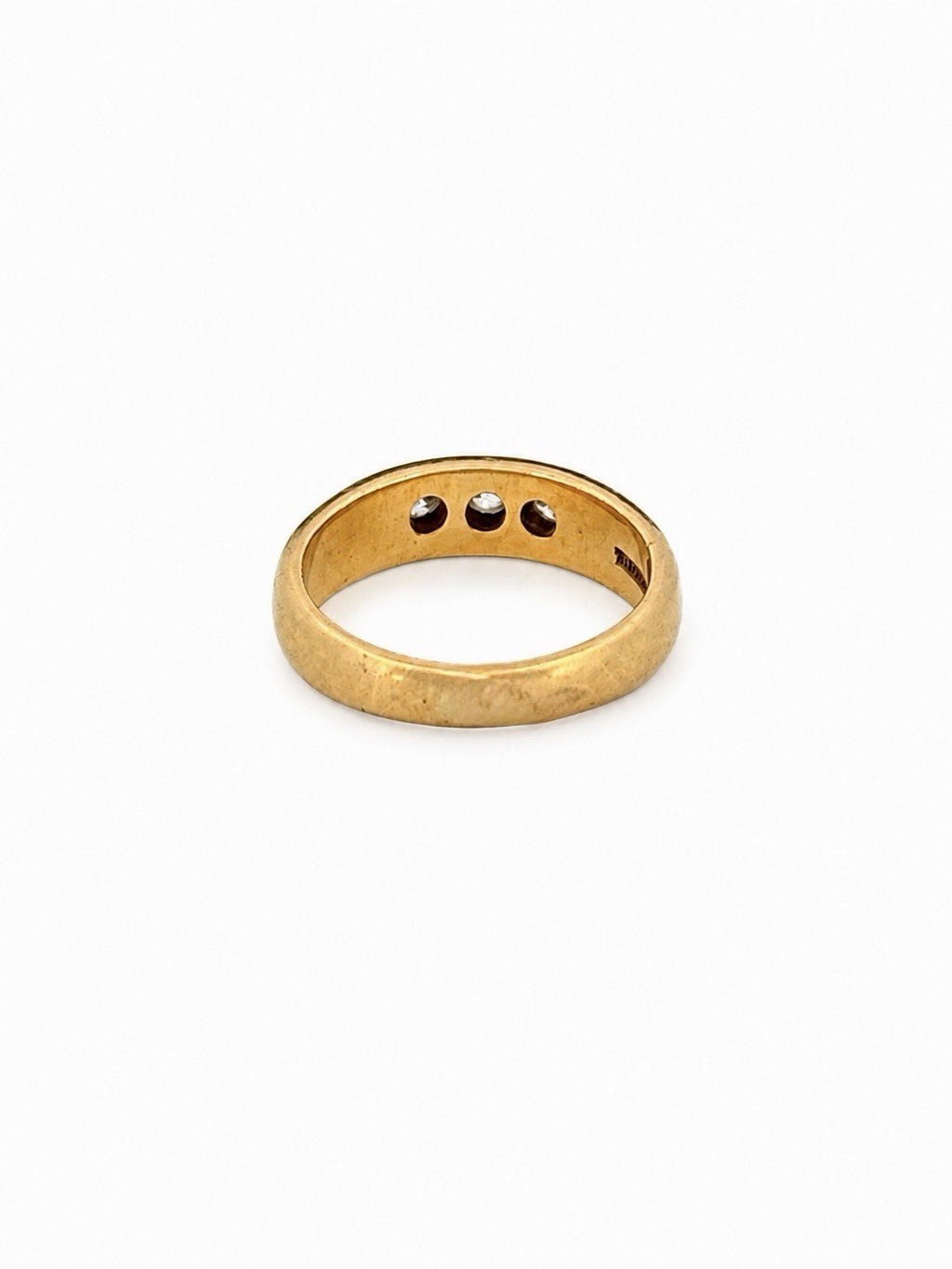 Antique Tiffany & Co 18K Gold 3 Stone Diamond Ring Old Mine Cut Gypsy Set Size 2