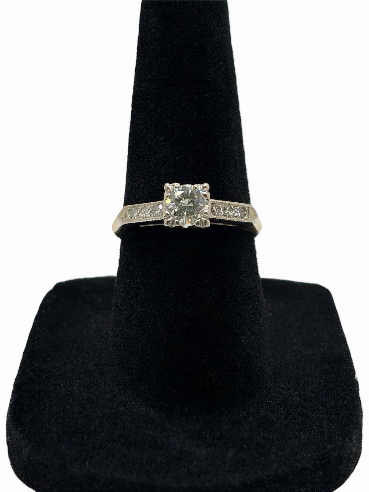 Antique Edwardian 14K Gold & 900 Platinum Natural Diamond Engagement Ring Size 6
