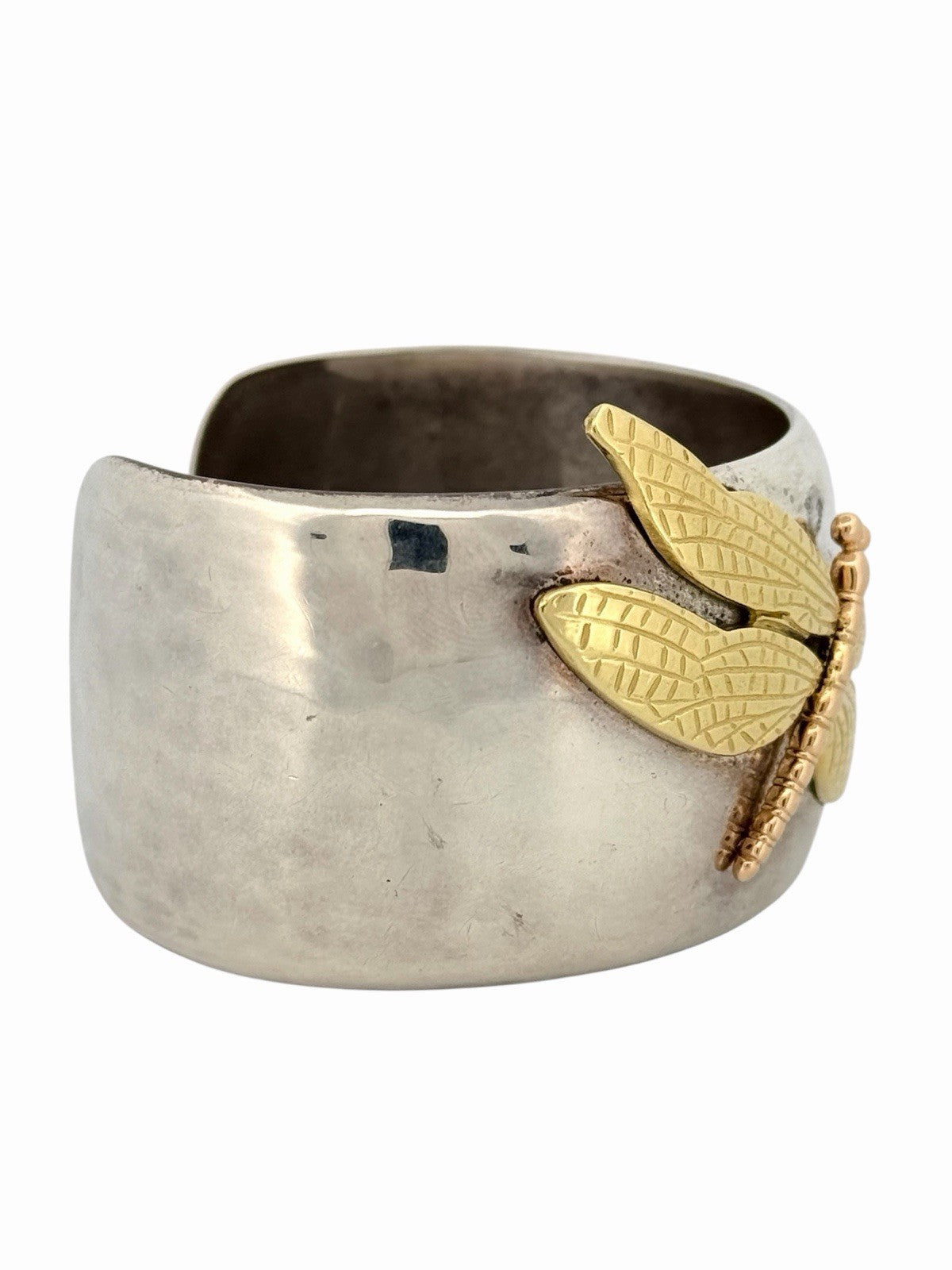 Tiffany & Co. Dragonfly Cuff Bracelet 925 Sterling Silver and 18K Gold Size 6”