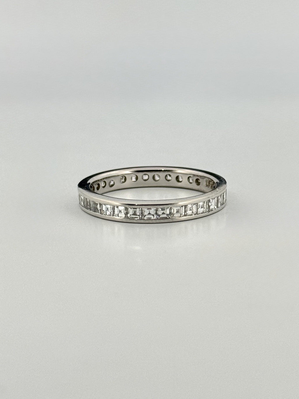 900 Platinum Natural Carré Cut Diamond Eternity Band Ring 1ctw Size 6