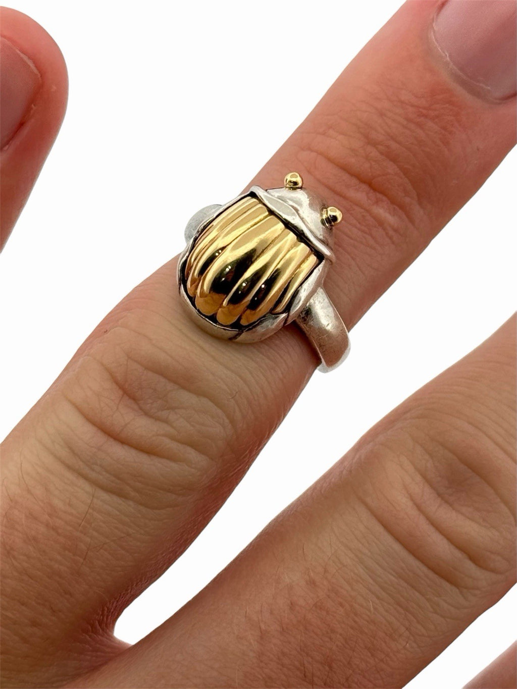 Tiffany & Co. Scarab Beetle Ring 18K Yellow Gold 925 Sterling Silver Size 5
