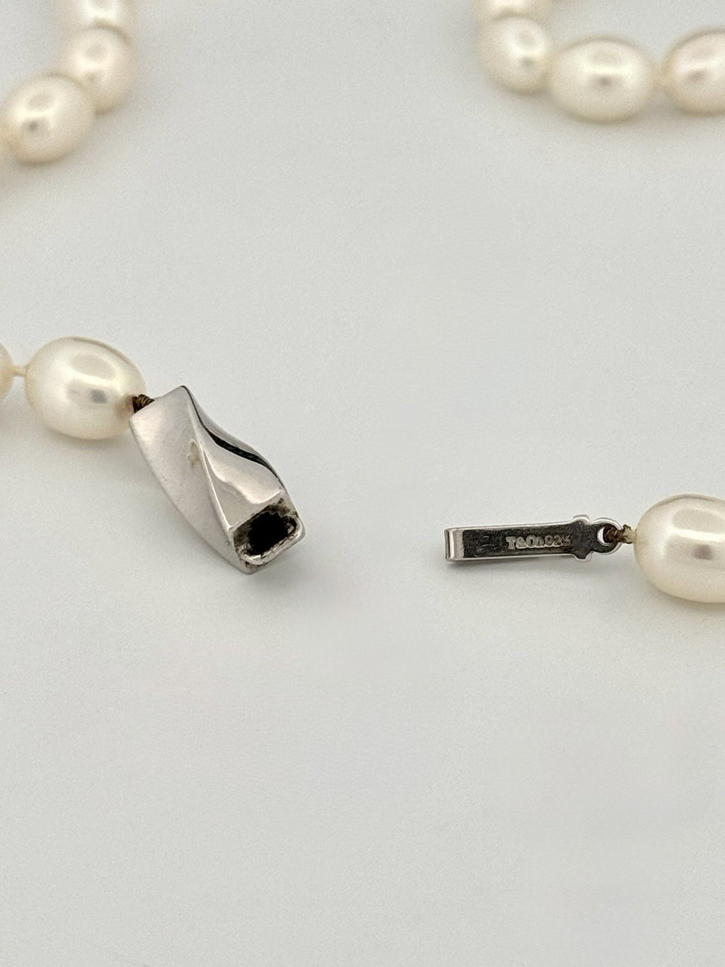 Tiffany & Co. Freshwater Pearl Necklace 925 Sterling Silver 16” 7mm, w/ Pouch