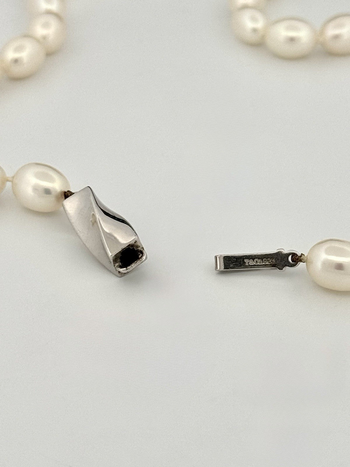 Tiffany & Co. Freshwater Pearl Necklace 925 Sterling Silver 16” 7mm, w/ Pouch