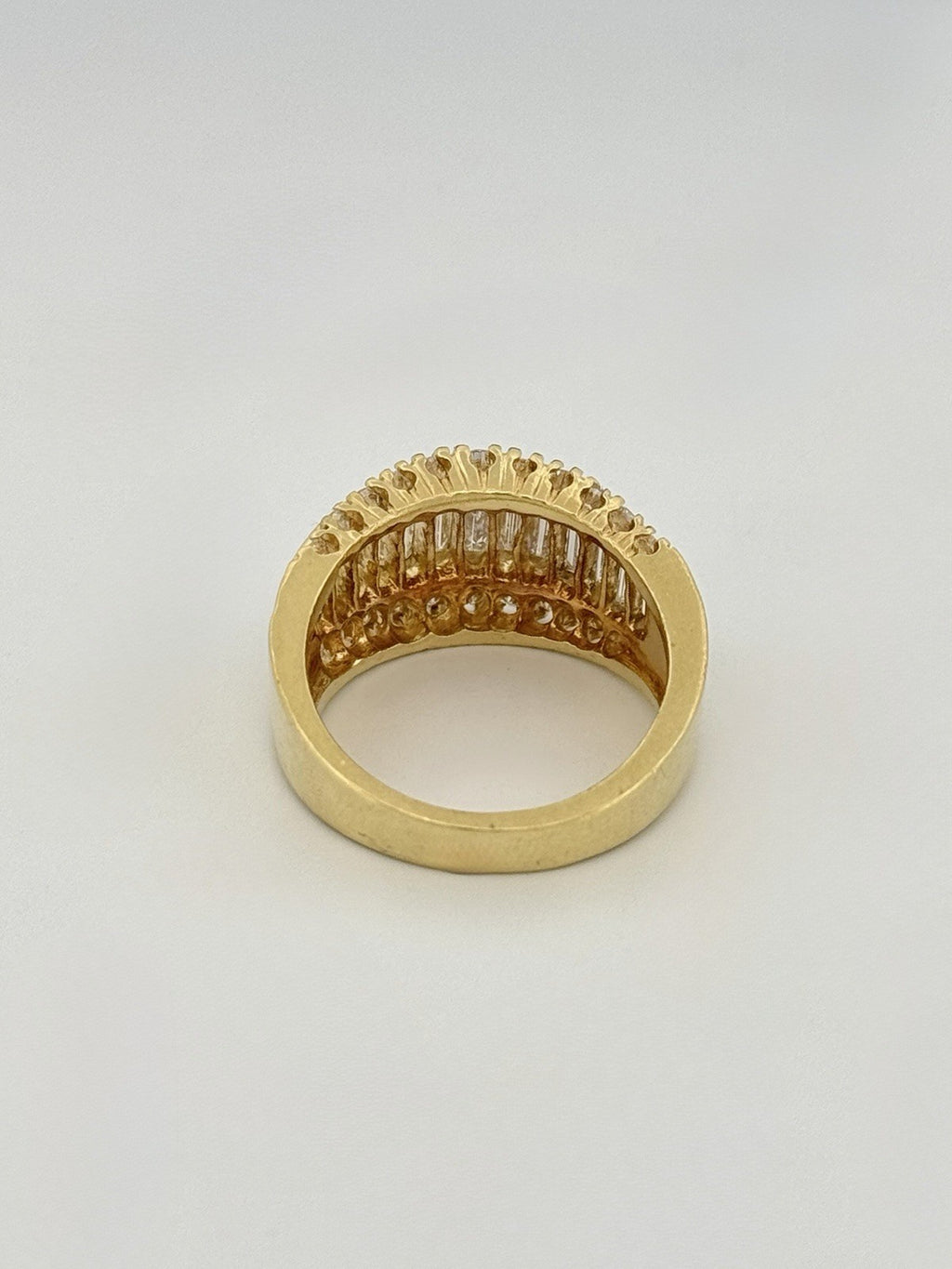18K Yellow Gold Natural Baguette & Round Diamond Band Ring 2ctw Size 7.5
