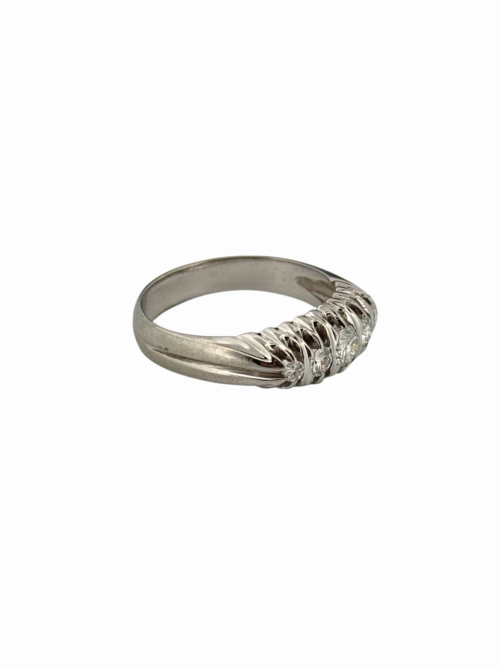 Antique Art Deco 18K White Gold Natural Diamond 5 Stone Ring 0.42ctw Size 9