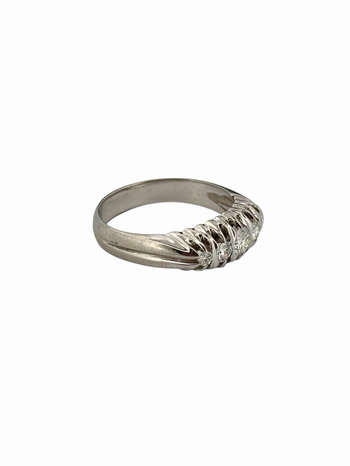 Antique Art Deco 18K White Gold Natural Diamond 5 Stone Ring 0.42ctw Size 9