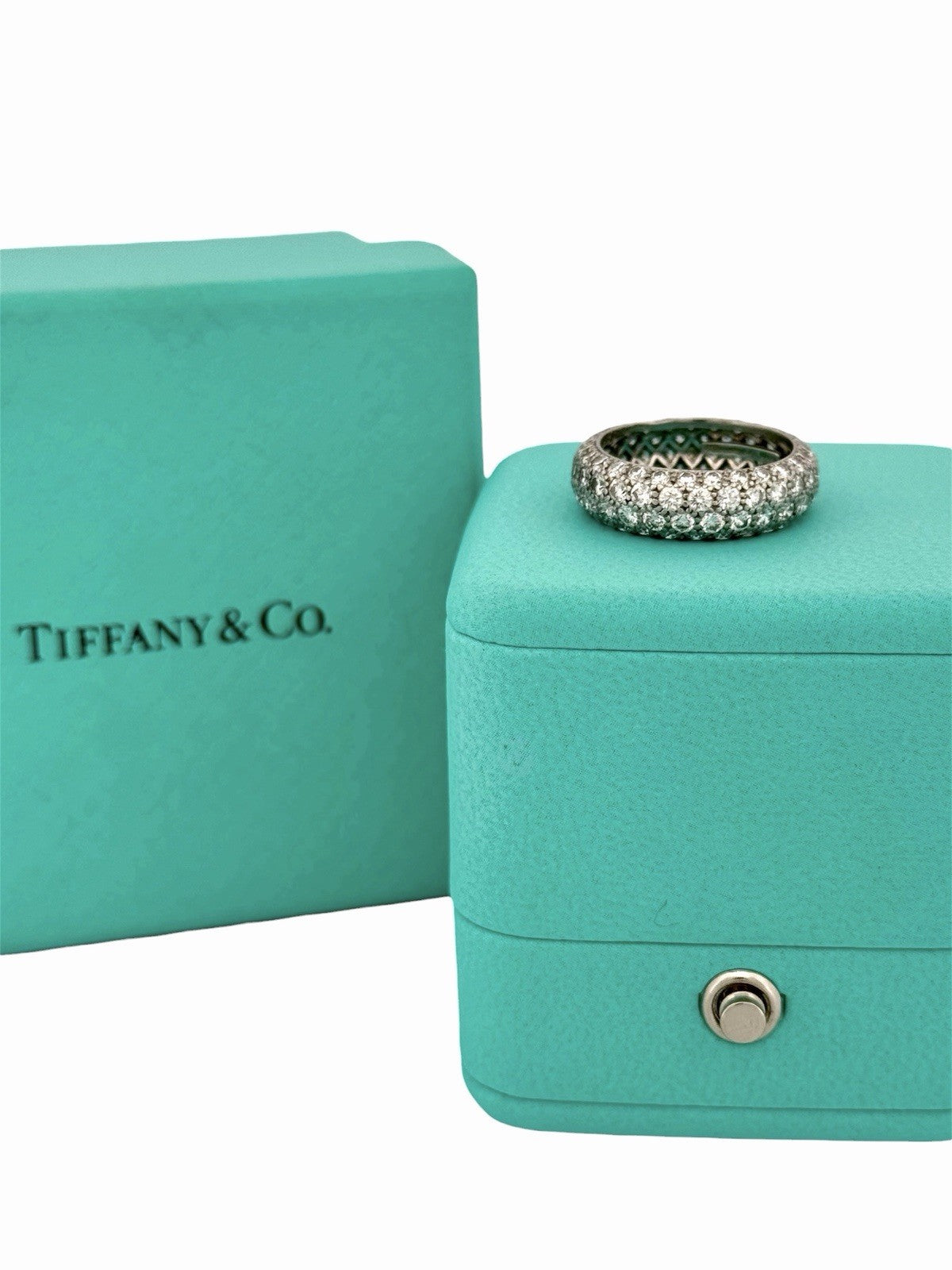 Tiffany & Co. Etoile 4-Row Diamond Band PT950 Platinum Size 5.5 w/ Box