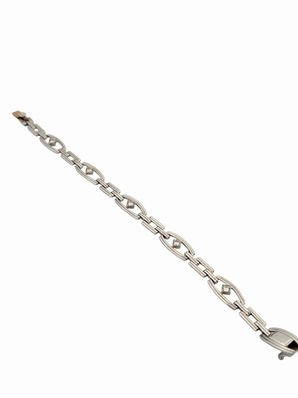 Vintage Tiffany & Co. Platinum Diamond Open Link Deco Style Bracelet 7.1”