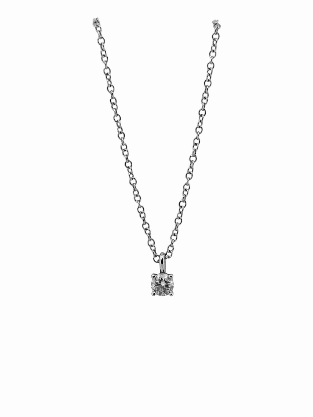 Tiffany & Co. Natural Solitaire Diamond Pendant Necklace 16” Pt950 Platinum
