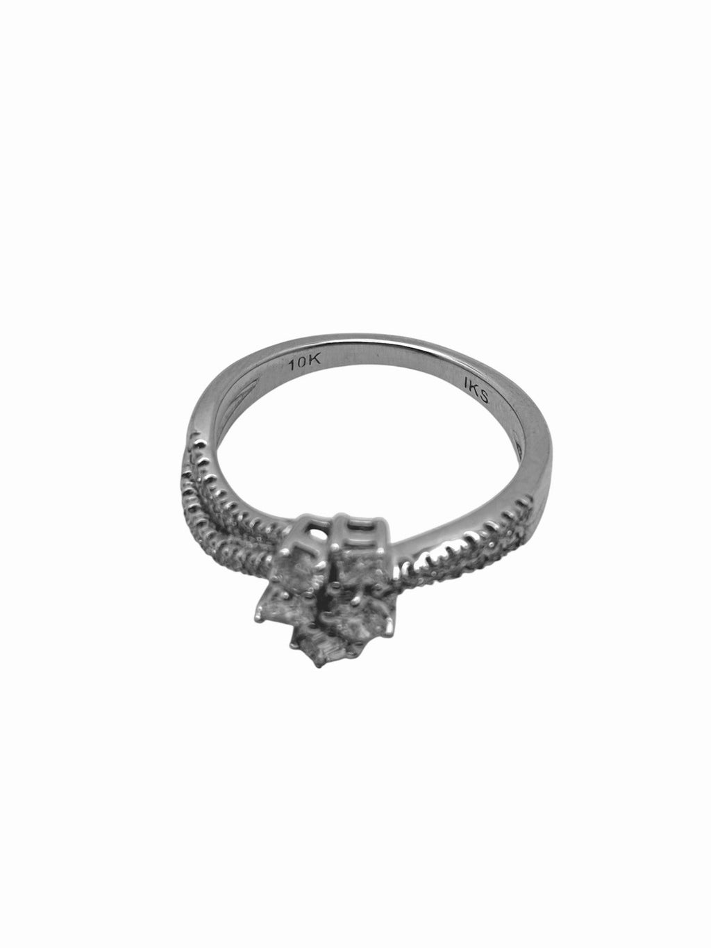 10K White Gold Natural Diamond Cluster Split Shank Ring 0.50 CTW Size 6