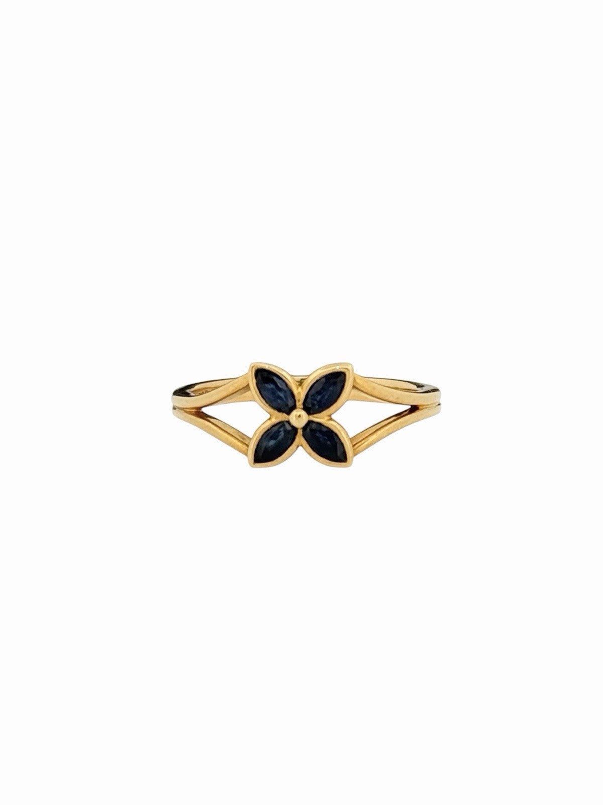 Tiffany & Co. 18K Yellow Gold Sapphire Victoria Cocktail Flower Ring Japan Sz 6