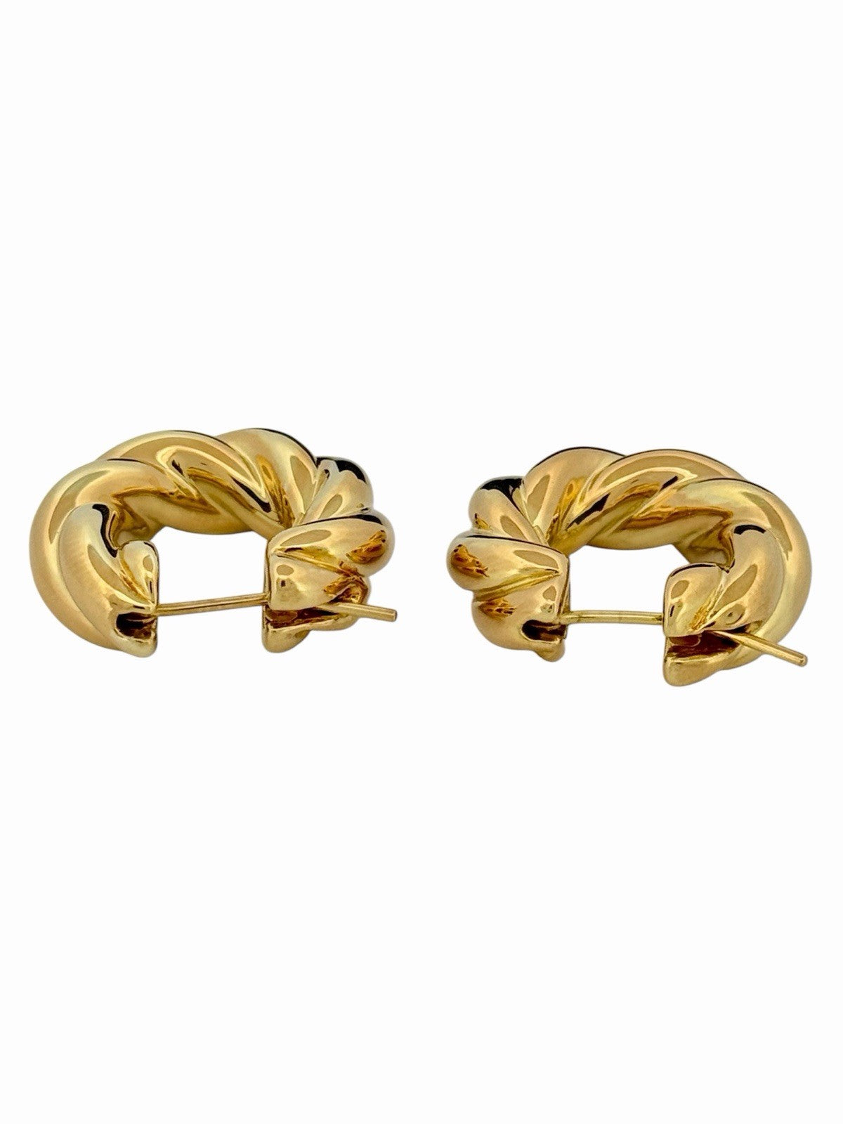 David Yurman Sculpted Cable Hoop Earrings 18K Yellow Gold 24mm