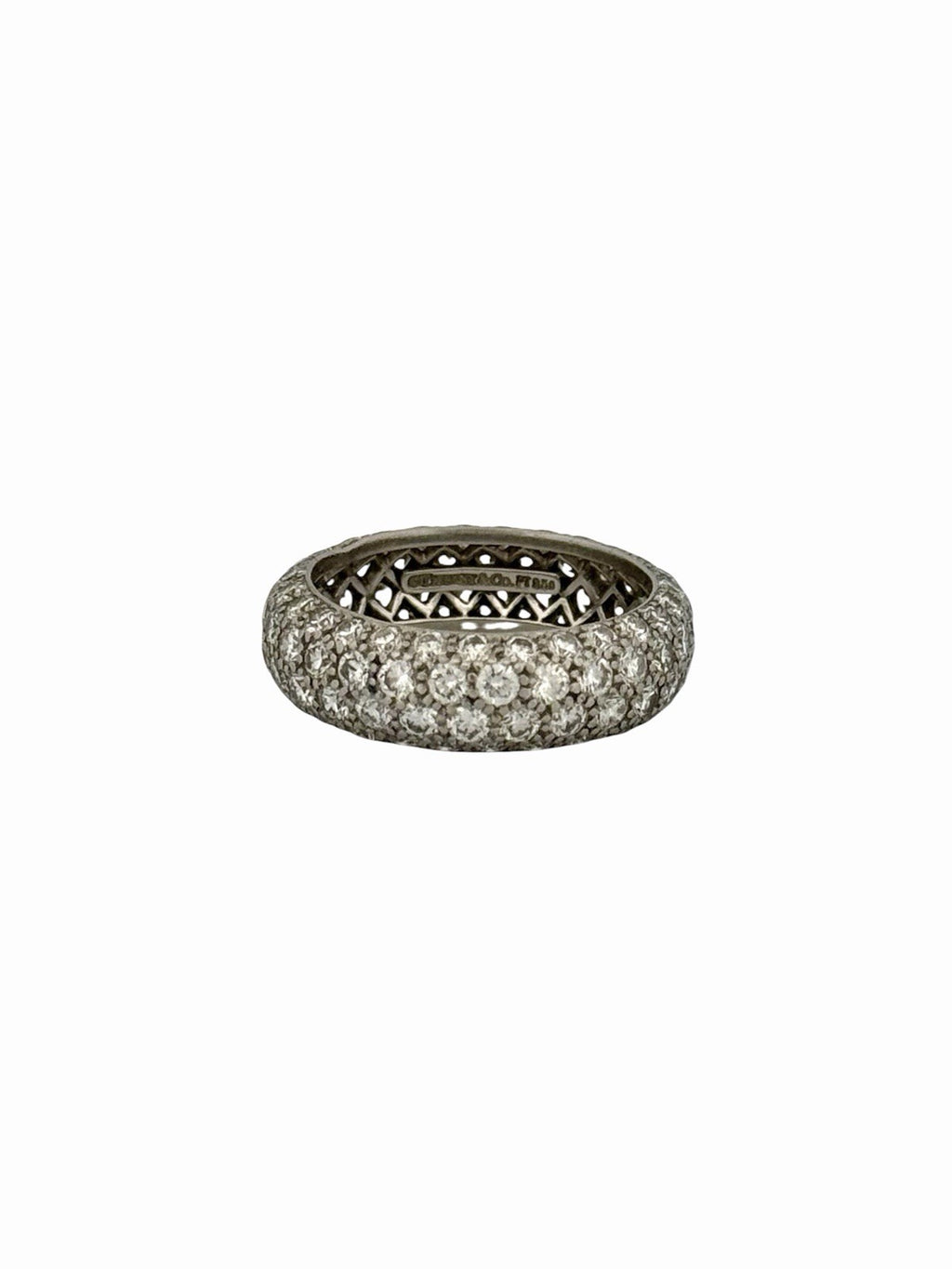 Tiffany & Co. Etoile 4-Row Diamond Band PT950 Platinum Size 5.5 w/ Box