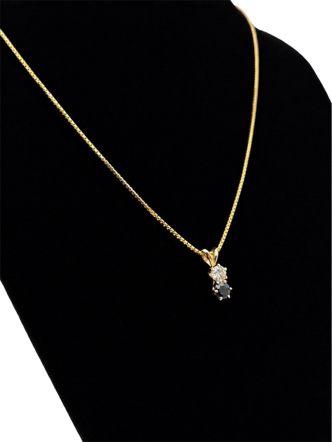 14K Gold Natural Diamond & Blue Sapphire Necklace Earrings Set 16” - Very Nice!