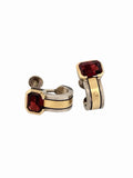 Vintage Cartier 18K Gold & 925 Sterling Silver Garnet Screw Back Earrings