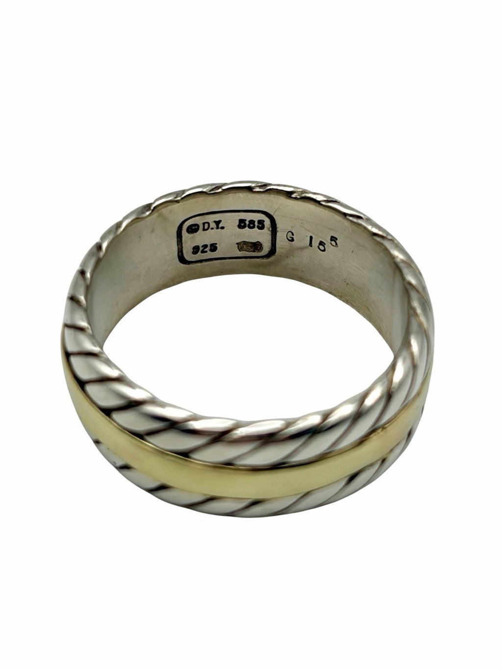 David Yurman Cable 8mm Band Men’s Ring 925 Sterling Silver 14K Gold Size 9.5