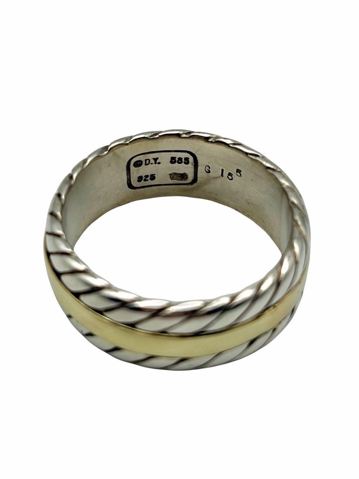 David Yurman Cable 8mm Band Men’s Ring 925 Sterling Silver 14K Gold Size 9.5