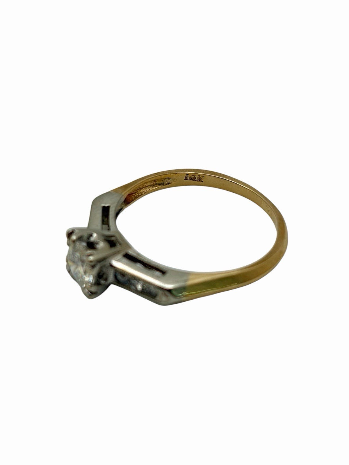 Antique Edwardian 14K Gold & 900 Platinum Natural Diamond Engagement Ring Size 6