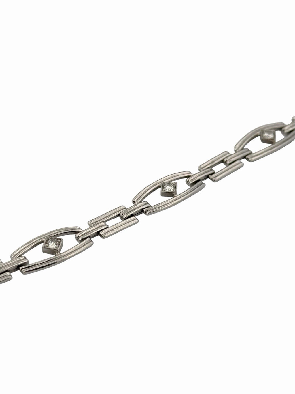 Vintage Tiffany & Co. Platinum Diamond Open Link Deco Style Bracelet 7.1”