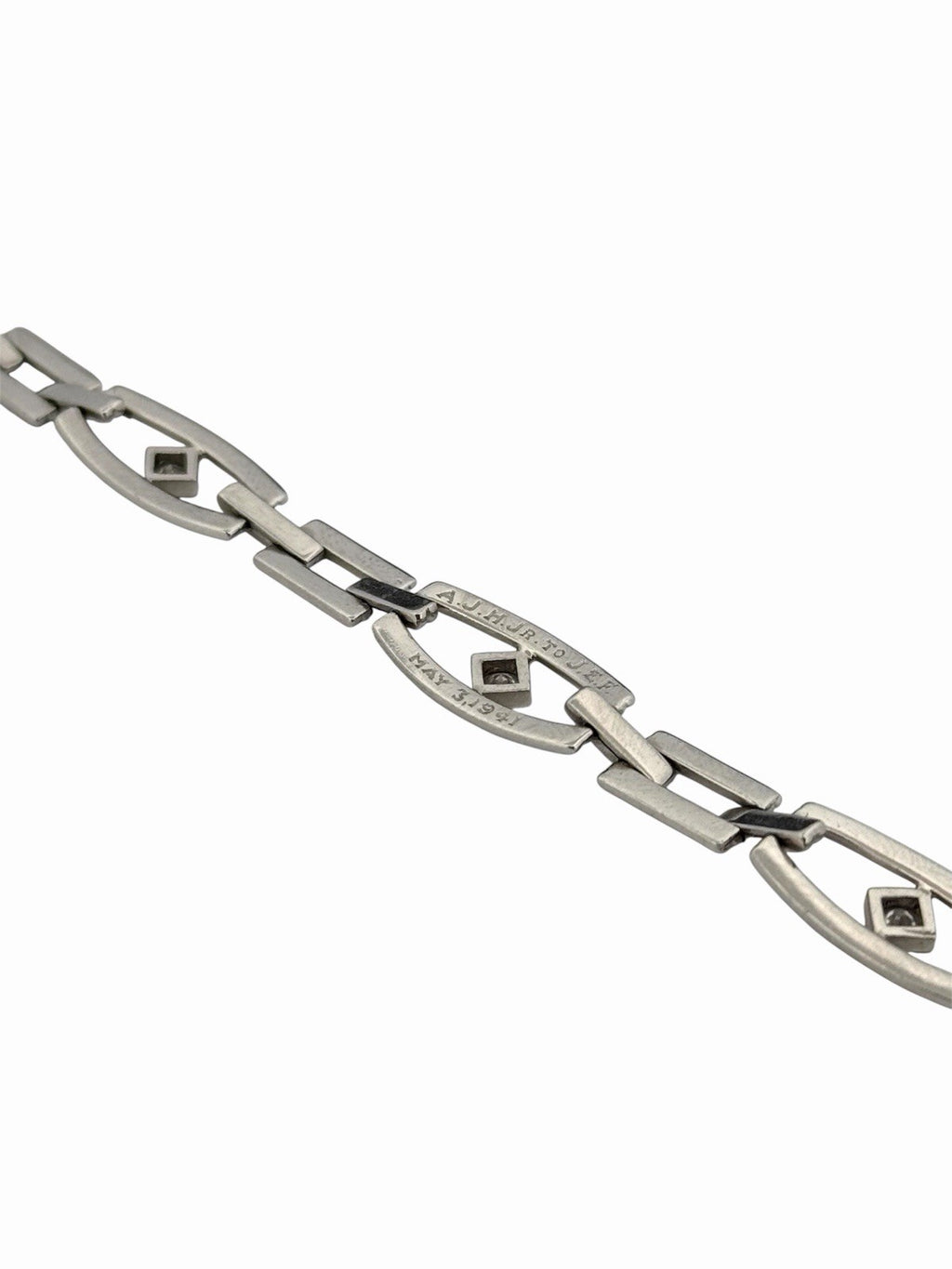 Vintage Tiffany & Co. Platinum Diamond Open Link Deco Style Bracelet 7.1”