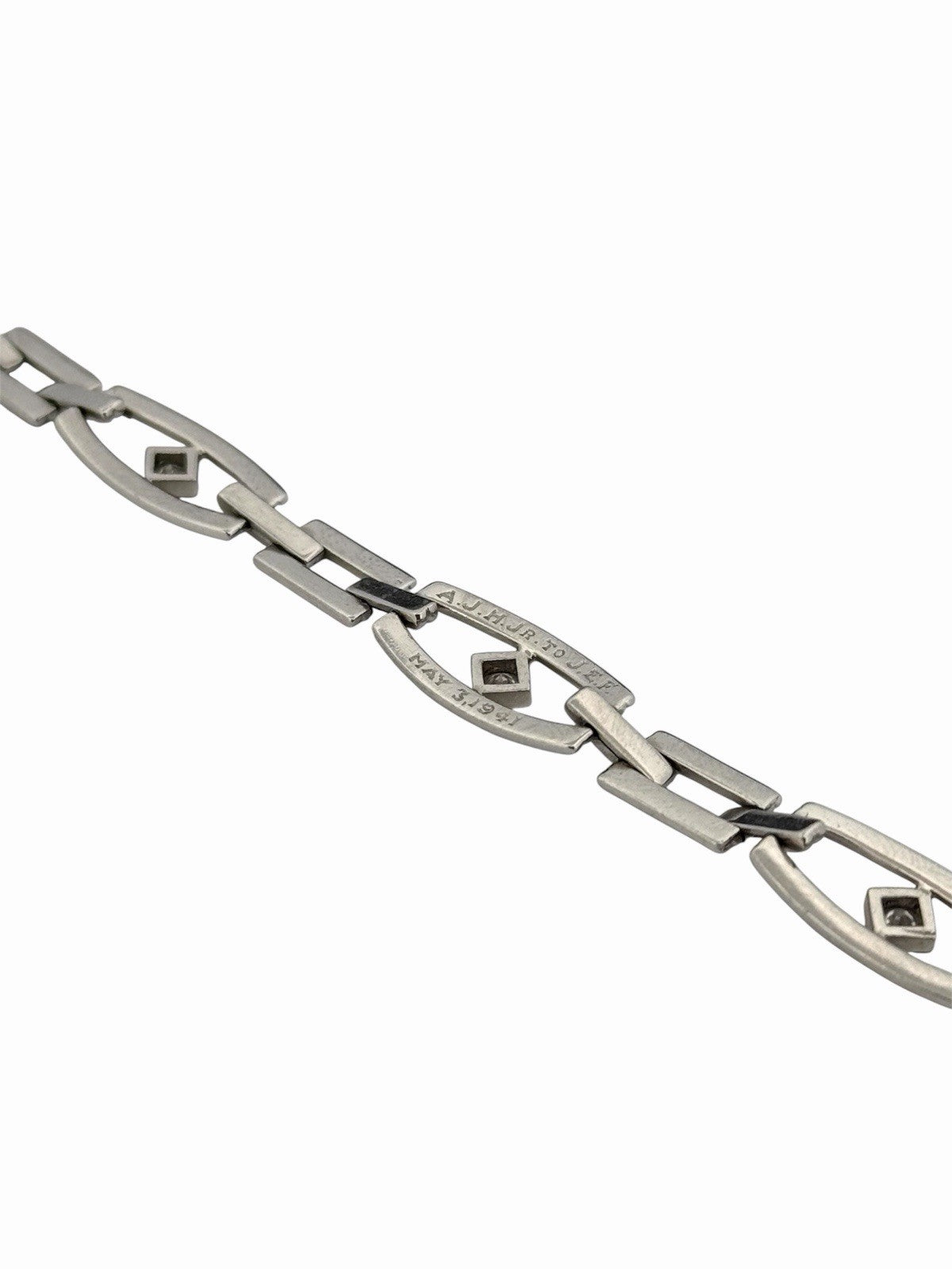 Vintage Tiffany & Co. Platinum Diamond Open Link Deco Style Bracelet 7.1”