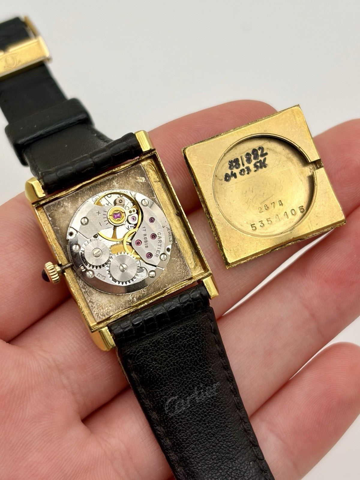 Vintage Cartier Tank 2874 Manual Wind 18K Gold Electroplated 23mm Swiss Watch