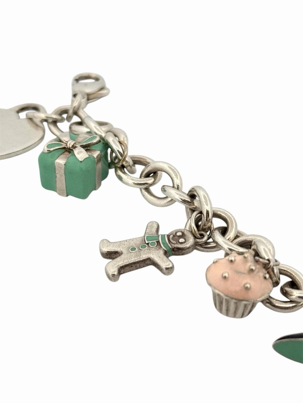 Tiffany & Co. Enamel Multi-Charm Bracelet 925 Sterling Silver 7”