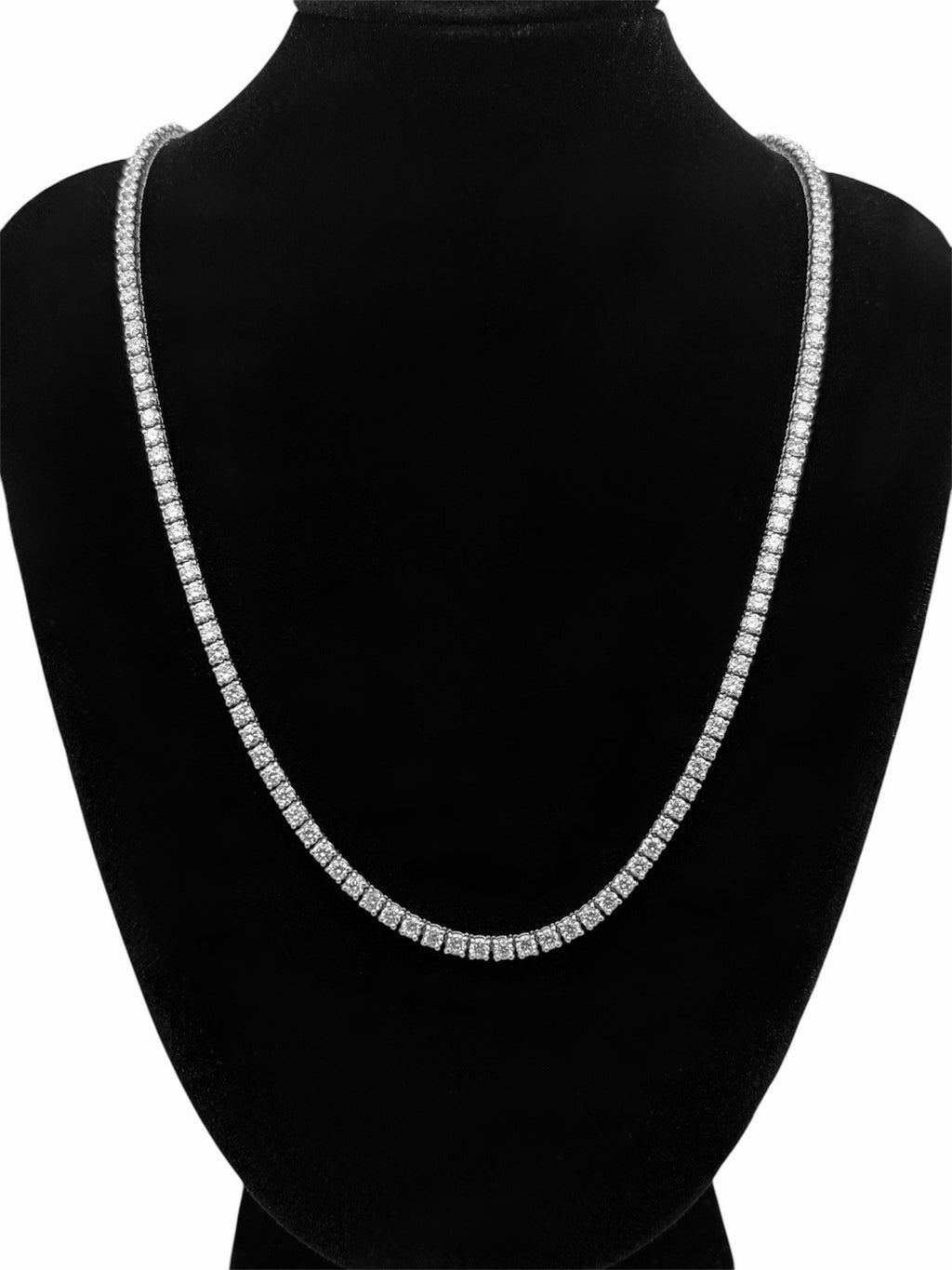 14K White Gold VS+ Lab Grown Diamond 11CT Tennis Chain Necklace 20”