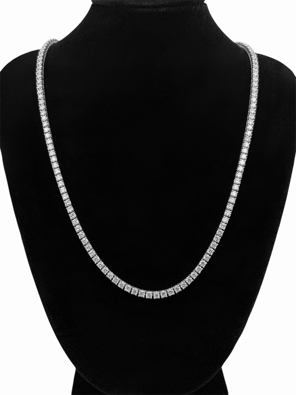 14K White Gold VS+ Lab Grown Diamond 11CT Tennis Chain Necklace 20”