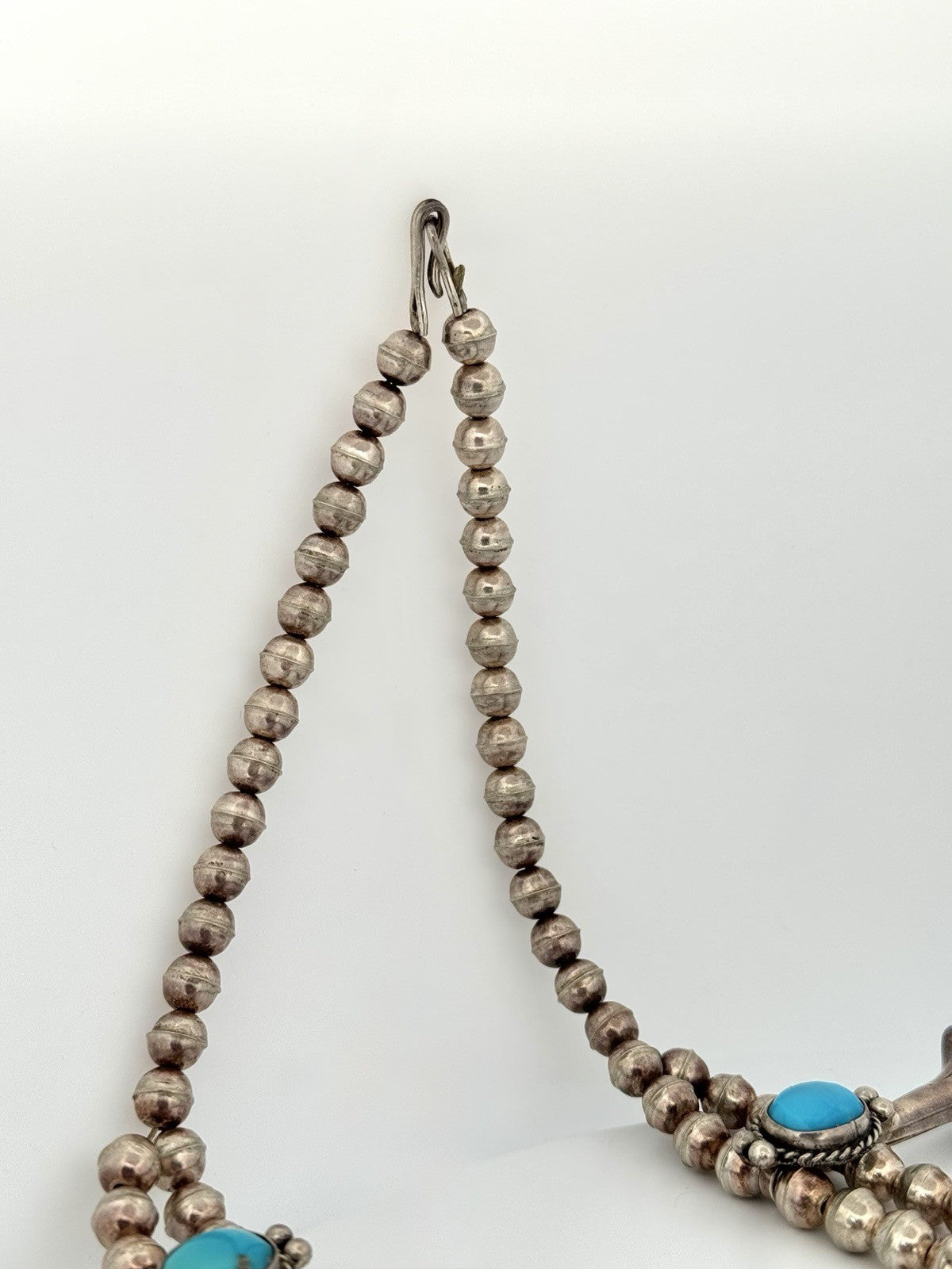 Vintage Turquoise Squash Blossom Naja 925 Sterling Silver Necklace 26in